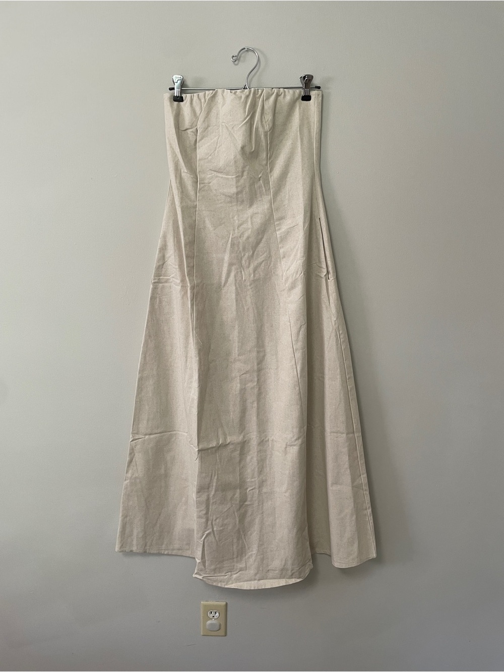 NEW Beige Linen Strapless Maxi Dress - Picture 11 of 12